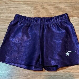 Destira Purple Metallic Gymnastics Shorts Girls CXS Sparkle Made USA